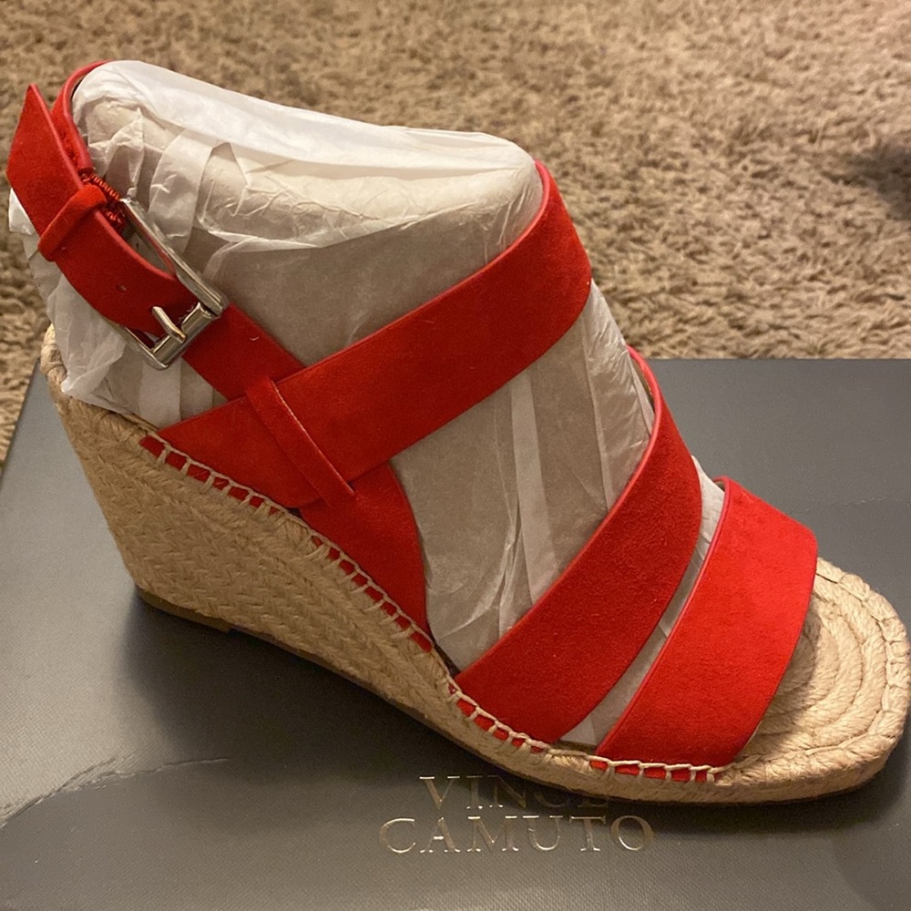 Vince Camuto Red Suede Wedges